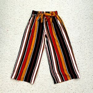 Striped Elastic Waistband, Wide Leg Pants from Zara